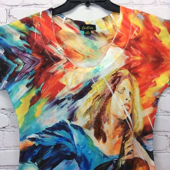 Cartise Shirt/Top Women’s Sz L Wearable Art Music Multicolor Boho Festive Beaded - Picture 6 of 8